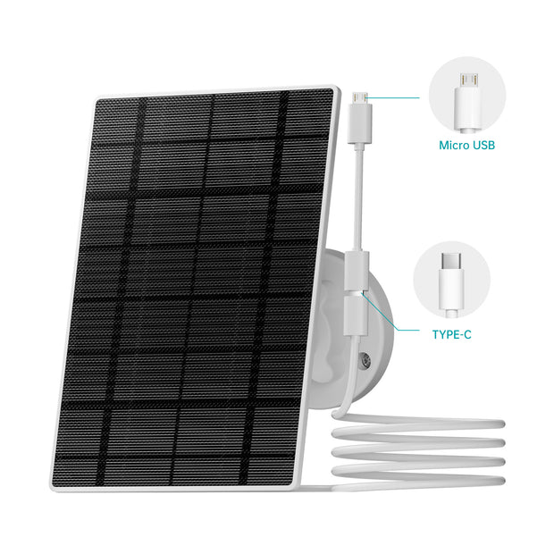 ZUMIMALL 3W Solar Panel Charger for Security Camera (with C-USB Adapter)