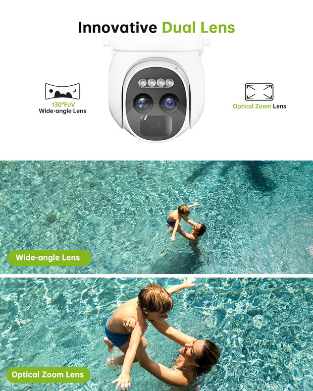 Wholesalers-10x Zoom Dual Lens 360° PTZ Solar Panel  Security Camera-PG1