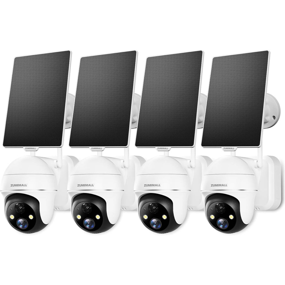 Sistema de cámara de seguridad solar ZUMIMALL-GX2K (paquete de 4)
