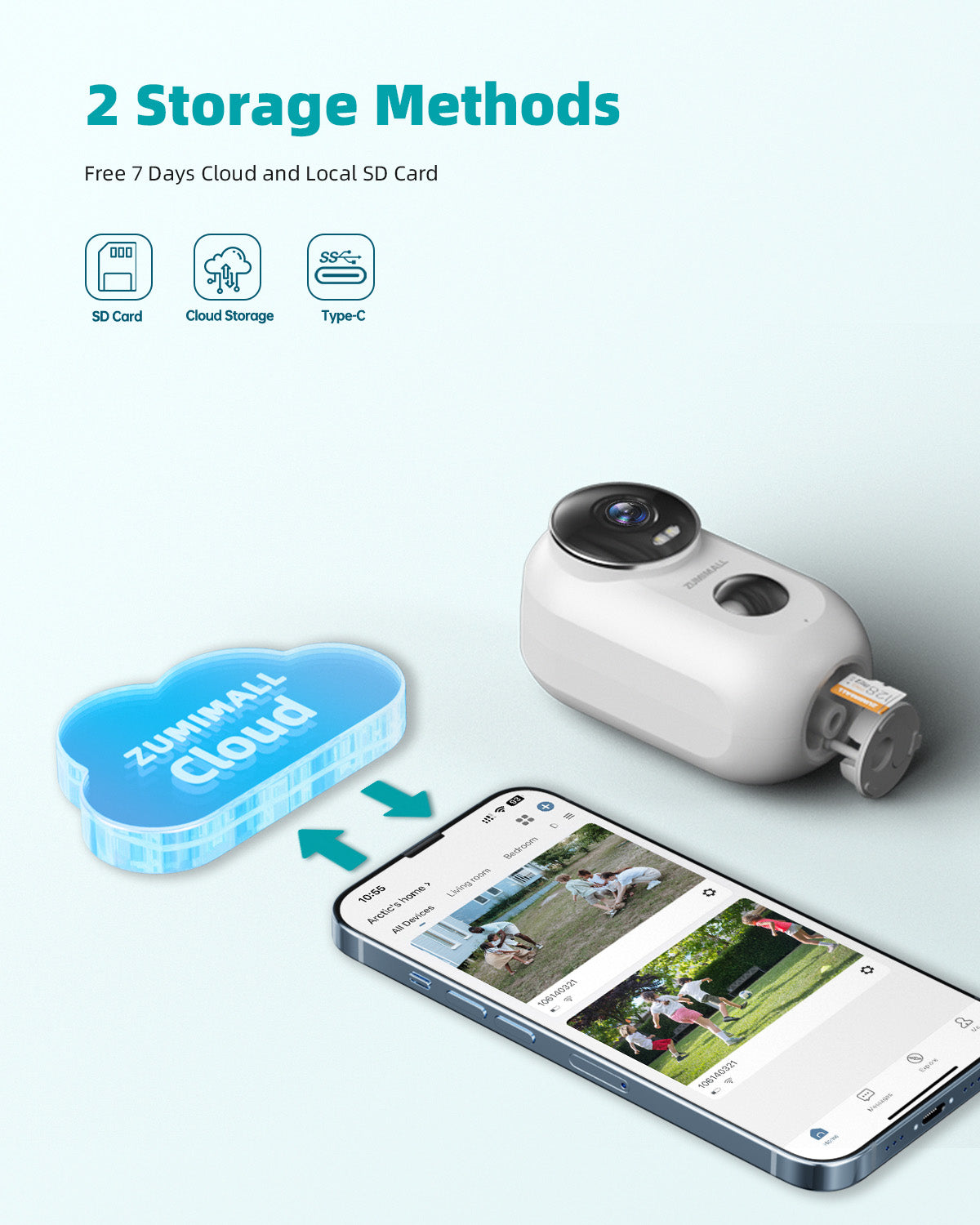 ZUMIMALL 2k Battery Powered WIFI Security Camera with solar panelF5K