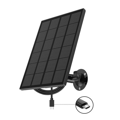 ZUMIMALL 3W Black Solar Panel Charger for Wireless Security Camera-SPX1