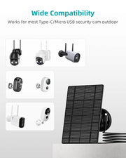 ZUMIMALL 3W schwarzes Solarpanel-Ladegerät für drahtlose Überwachungskamera-SPX1 