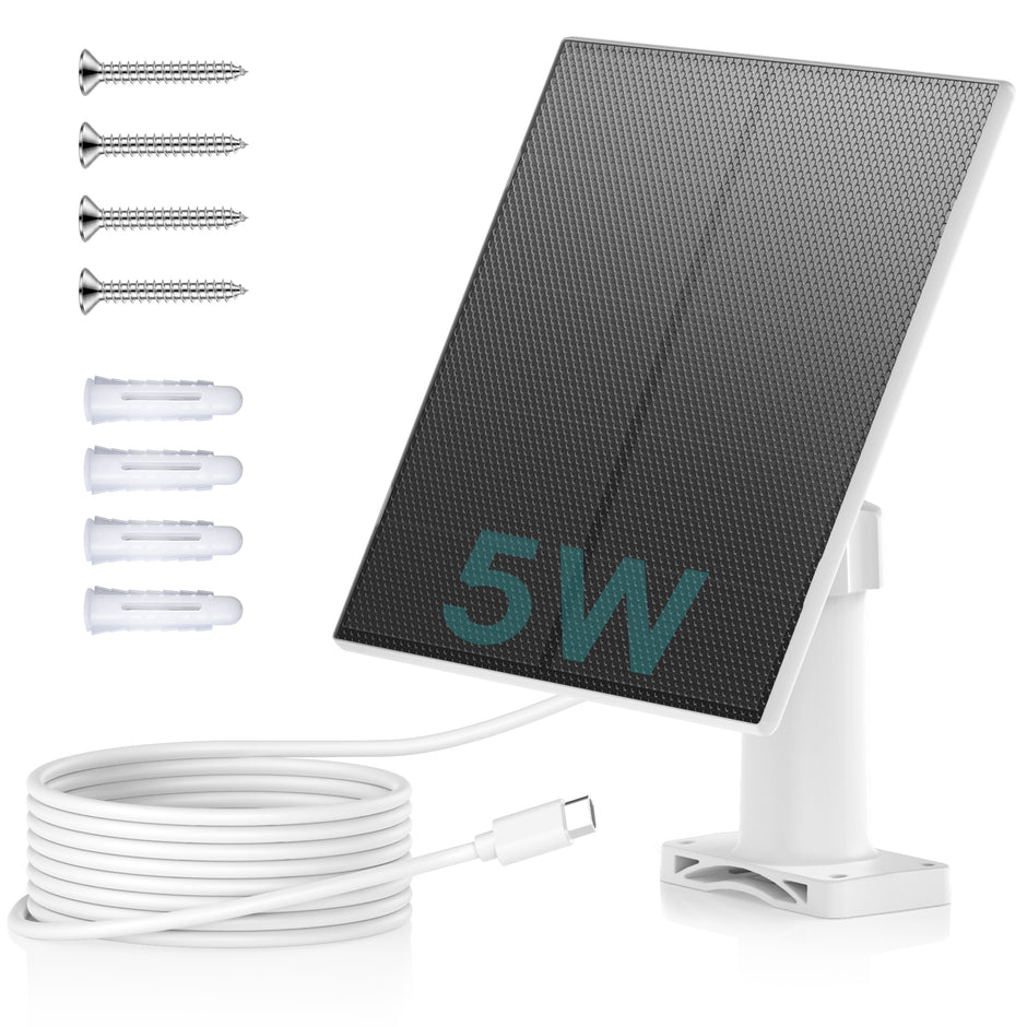 💥Panel solar ajustable de 5W y 360° con puerto tipo C