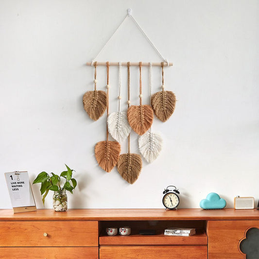 Macrame Wall Hanging, Handwoven Bohemian Tapestry with Cotton Fringe for Wall Decor, Bedroom, Living Room, Nursery & Airbnb