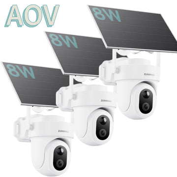 2K AOV Solar-Powered Wireless Security Camera, 24/7 Recording--A60-3Pack