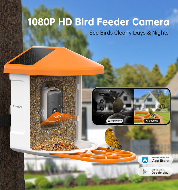 Mubilife Smart Bird Feeder Camera with Solar Panel-BFQ8