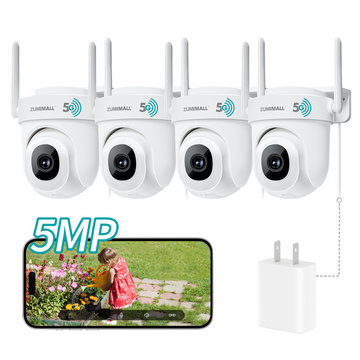 Outdoor/Indoor 5MP 360°PTZ Auto-tracking  Security Camera -BK05（4 PACK）