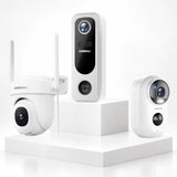 Battery Cam(White)+Wired Cam(White)+Doorbell（White）