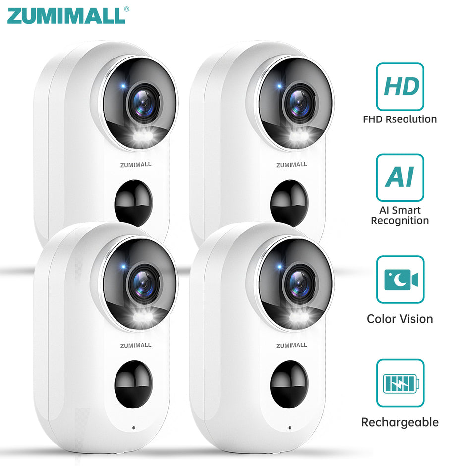 Cámara de seguridad ZUMIMALL con batería recargable-F5 (paquete de 4)