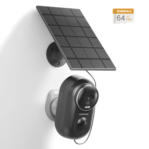 2k Outdoor WIFI Security Camera with solar panel kit (Black)-F5BK(Type C)