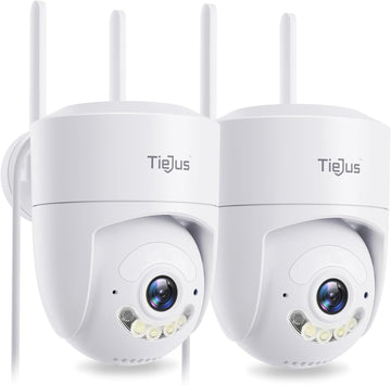 Cámara Tiejus MA3 con seguimiento automático, 360°, WiFi 5G, grabación 24/7, cable, PTZ (paquete de 2) 