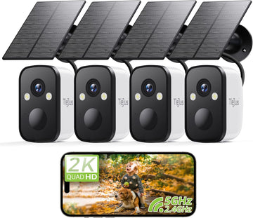 Tiejus 2K Wireless Outdoor Solar&Battery Powered 5G WiFi Security Camera-MW3K (4-pack)