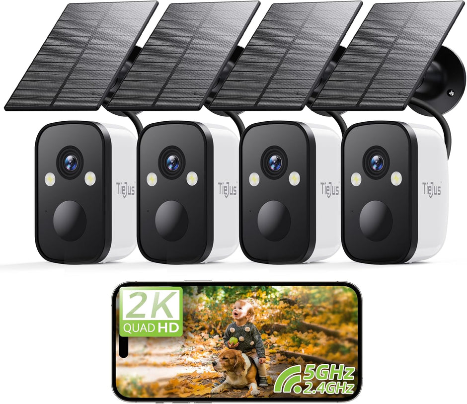 Cámara de seguridad solar para exteriores Tiejus-MW3K (paquete de 4)