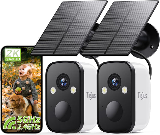 Tiejus 2K Kabellose Outdoor-Kamera mit 2,4 G/5 G WiFi und Solar-/Batteriebetrieb – MW3K 