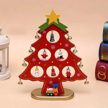 Wooden Christmas Tree Desk Decor - Creative Tabletop Ornament & Kids' Gift for Christmas Eve