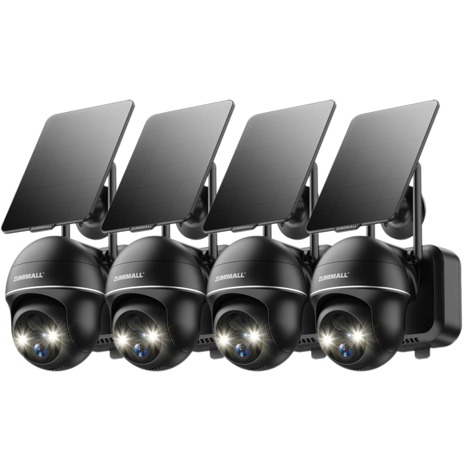 Cámara de seguridad inalámbrica solar exterior ZUMIMALL -GX2BK (paquete de 4)