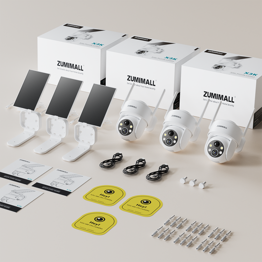 Solar-Powered 2K Wireless Security Camera with 360° View & Color Night Vision-X3K-3 PACK