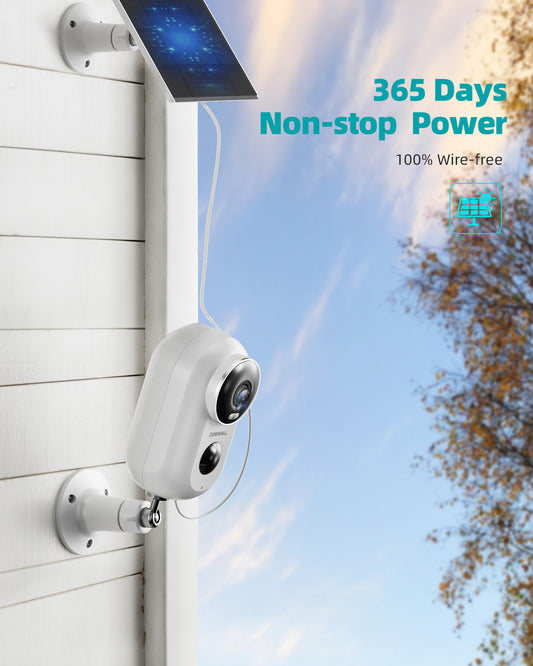 Free Shipping 🛡️ 2K Solar/Battery Powered WiFi Security Camera, Outdoor/Indoor Wireless Monitor for Home, 2.4GHz Compatible - F5