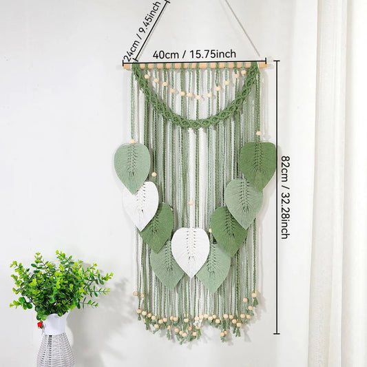 Botanical Art Tapestry - Handcrafted Bohemian Weaving in Earthy Tones