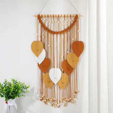 Botanical Art Tapestry - Handcrafted Bohemian Weaving in Earthy Tones