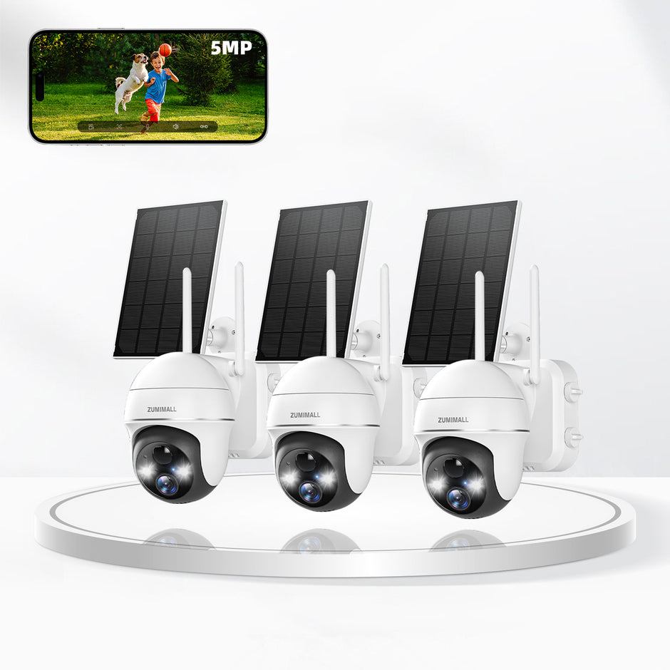Sistema de cámara de seguridad solar para exteriores HD de 5 MP - GX2K (3 cámaras)