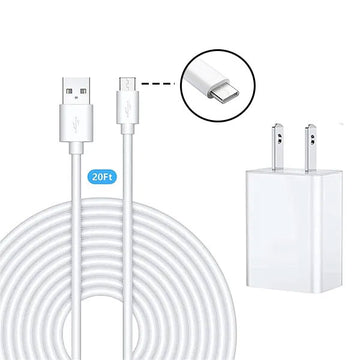 Cable de extensión de alimentación universal ZUMIMALL de 20 pies con adaptador de fuente de alimentación (sin cámara) 