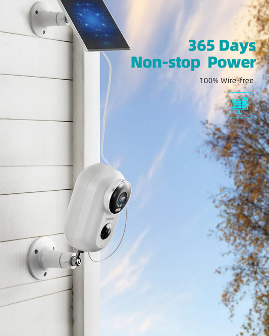 ¡Sin perforaciones! Cámara de seguridad para exteriores 2K con batería, WiFi 2.4G y montaje magnético -F5