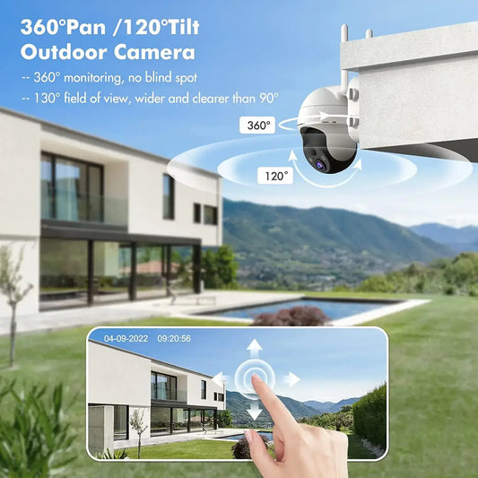 2k Outdoor 360° PTZ Rechargeable Battery Wireless WIFI Security Camera -GX2S