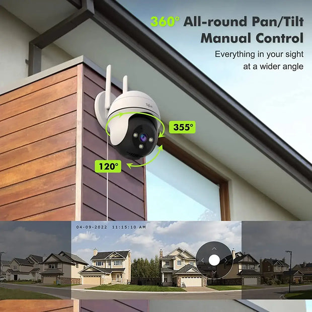 TieJus by ZUMIMALL 2K Outdoor 360°PTZ Wired WIFI Security  Camera-GQ2